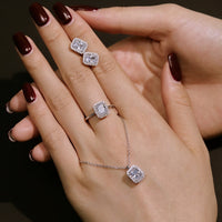 Sterling Silver Cubic Zirconia Square Earrings