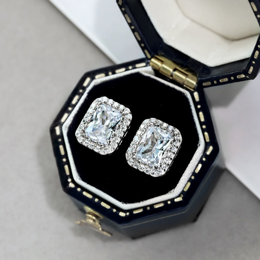 Sterling Silver Cubic Zirconia Square Earrings