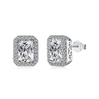 Sterling Silver Cubic Zirconia Square Earrings