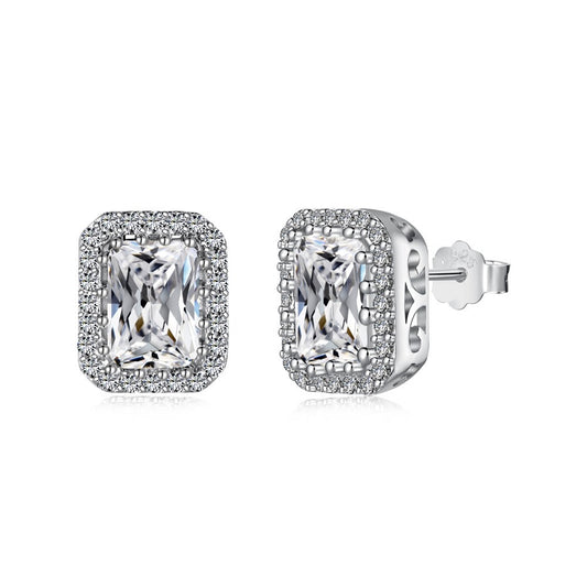 Sterling Silver Cubic Zirconia Square Earrings