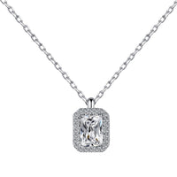 Sterling Silver Rhodium Plated Square Pendant Necklace