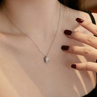 Sterling Silver Rhodium Plated Square Pendant Necklace