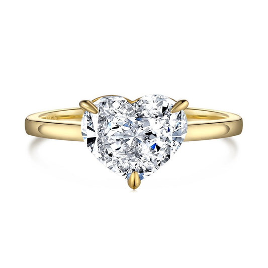 Gold Plated Sterling Silver Heart Solitaire Ring
