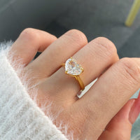 Gold Plated Sterling Silver Heart Solitaire Ring