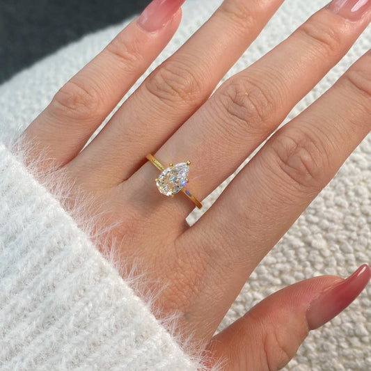Sterling Silver Pear Shaped Cubic Zirconia Ring
