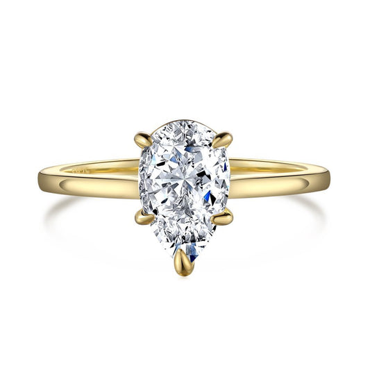 Sterling Silver Pear Shaped Cubic Zirconia Ring