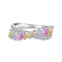 Sterling Silver Multi-Color Marquise Ring
