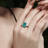 Sterling Silver Synthetic Paraiba Tourmaline Ring