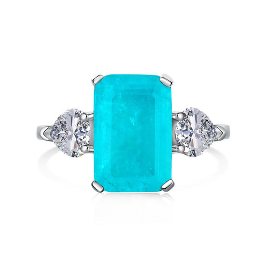 Sterling Silver Synthetic Paraiba Tourmaline Ring