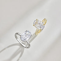 Sterling Silver 8A Cubic Zirconia Oval Ring