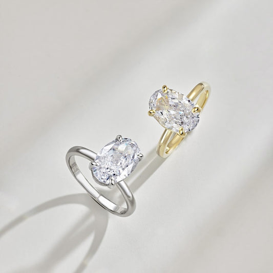 Sterling Silver 8A Cubic Zirconia Oval Ring