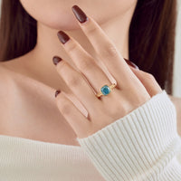 Sterling Silver Hand Cut Colored Cubic Zirconia Ring