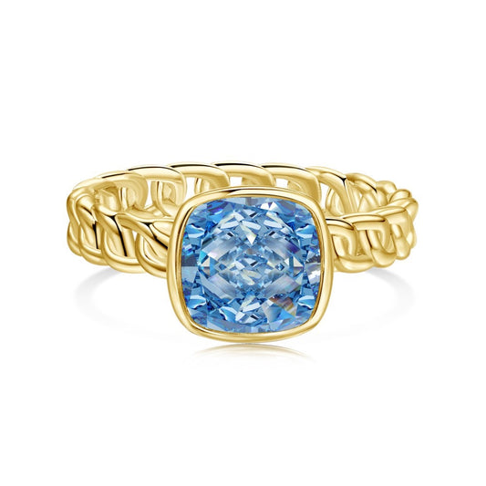 Sterling Silver Hand Cut Colored Cubic Zirconia Ring