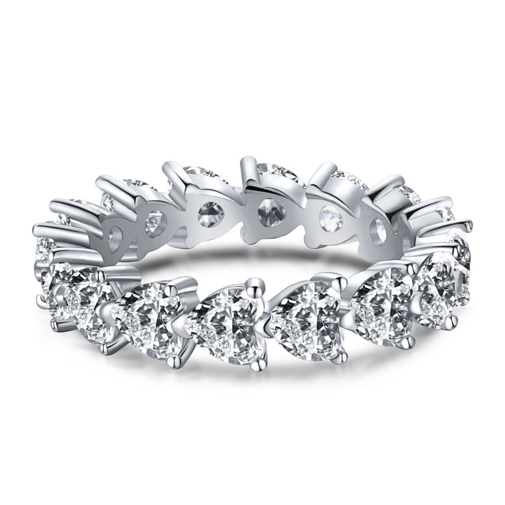 Sterling Silver Heart Eternity Band Ring