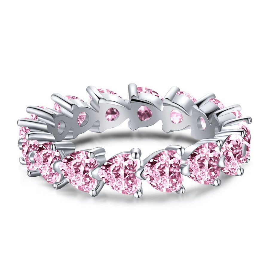 Sterling Silver Heart Eternity Band Ring