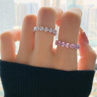 Sterling Silver Heart Eternity Band Ring
