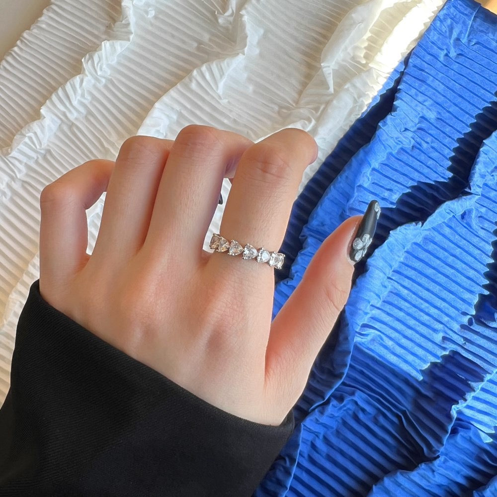 Sterling Silver Heart Eternity Band Ring