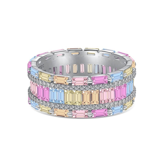 Multi-Color Big Eternity Ring in Sterling Silver