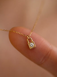 Gold Plated Dainty Lock Necklace