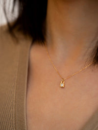 Gold Plated Dainty Lock Necklace