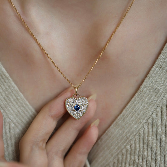 Sterling Silver Cubic Zirconia Heart Pendant Necklace