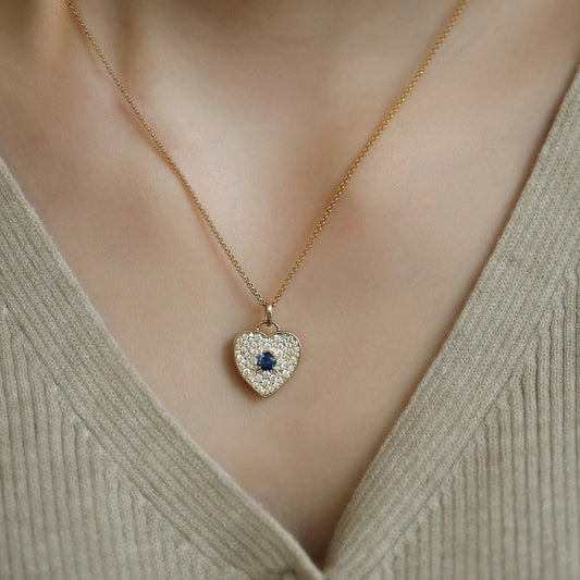 Sterling Silver Cubic Zirconia Heart Pendant Necklace