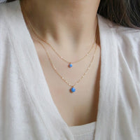 Sterling Silver Vintage Created Opal Necklace