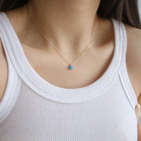 Sterling Silver Vintage Created Opal Necklace