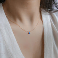 Sterling Silver Vintage Created Opal Necklace