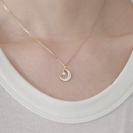 Sterling Silver Moon Pendant Necklace