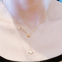 Sterling Silver Stars Moon Tassel Necklace
