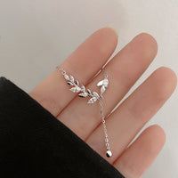 Sterling Silver Leaf Tassel Necklace