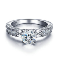 Princess White Crystal Micro Setting 925 Sterling Silver Promise Ring