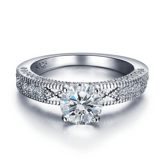 Princess White CZ Micro Setting 925 Sterling Silver Promise Ring