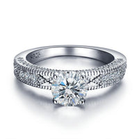 Princess White Crystal Micro Setting 925 Sterling Silver Promise Ring