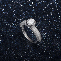 Princess White Crystal Micro Setting 925 Sterling Silver Promise Ring
