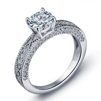 Princess White Crystal Micro Setting 925 Sterling Silver Promise Ring