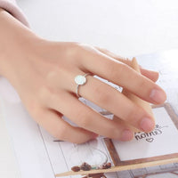 Oval Created Austrian Opal Sterling Silver Ring