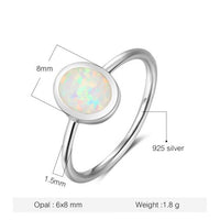 Oval Created Austrian Opal Sterling Silver Ring