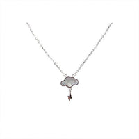Mother Lightning Cloud Shell Necklace, 925 Sterling Silver