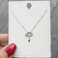 Mother Lightning Cloud Shell Necklace, 925 Sterling Silver