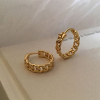 Hollow Chain Circles 925 Sterling Huggie Hoops