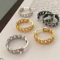 Hollow Chain Circles 925 Sterling Huggie Hoops