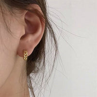 Hollow Chain Circles 925 Sterling Huggie Hoops