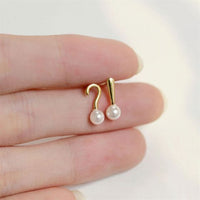 Asymmetry Question and Exclamation Shell Pearl Sterling Silver Earrings