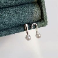 Asymmetry Question and Exclamation Shell Pearl Sterling Silver Earrings