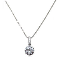 Minimalist Round Crystal 925 Sterling Silver Necklace