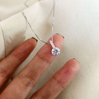 Minimalist Round Crystal 925 Sterling Silver Necklace