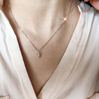 Minimalist Round Crystal 925 Sterling Silver Necklace