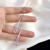 Hollow Triangle Tassel Necklace, 925 Sterling Silver